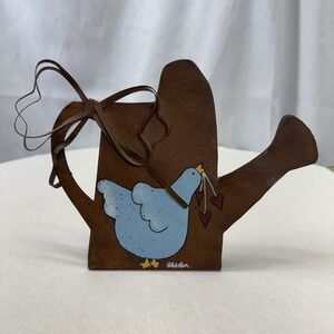 DCC Blue Birds Signed By Pat Olson Rusty Watering Can Plaque Original Tags EUC